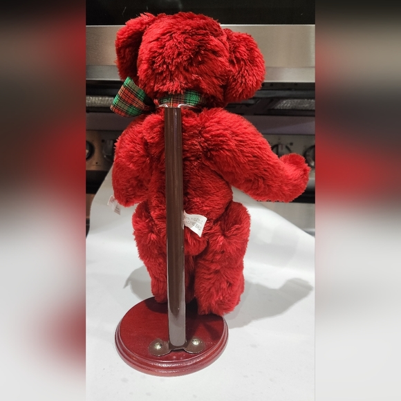 Annette Funicello Bear with stand!! Red with candy cane buttons! 15 inches tall - Picture 3 of 7